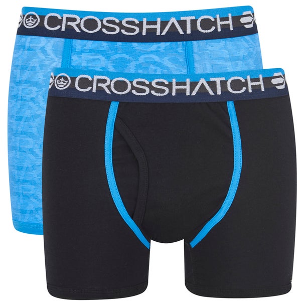 Boxers Crosshatch -Noir /Bleu -Lot de 2