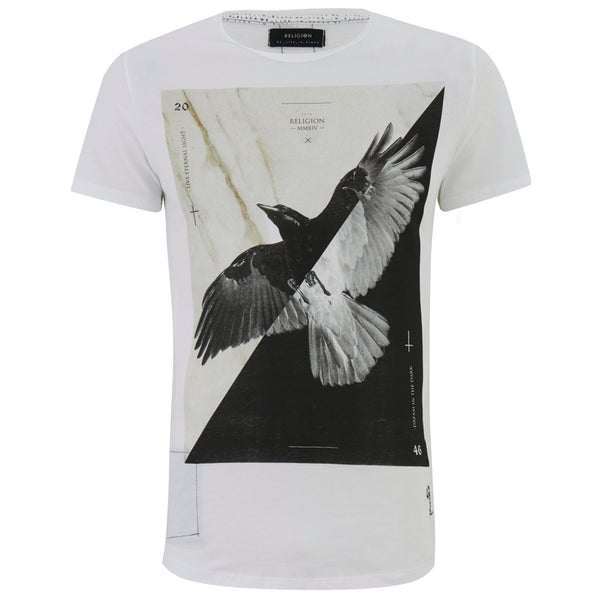Religion Men's Bird Print Crew Neck T-Shirt - White