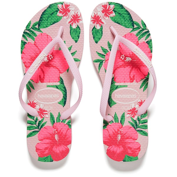 Havaianas Women's Slim Floral Flip Flops - Crystal Rose