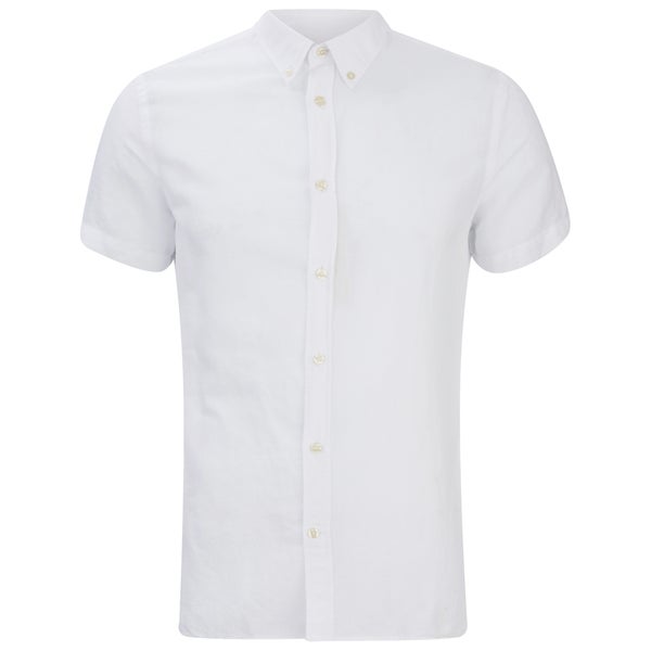 J.Lindeberg Men's Short Sleeve Linen Shirt - White