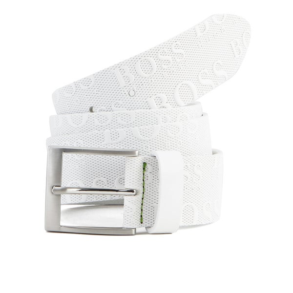 BOSS Green Men's Torialo Branded Belt - White
