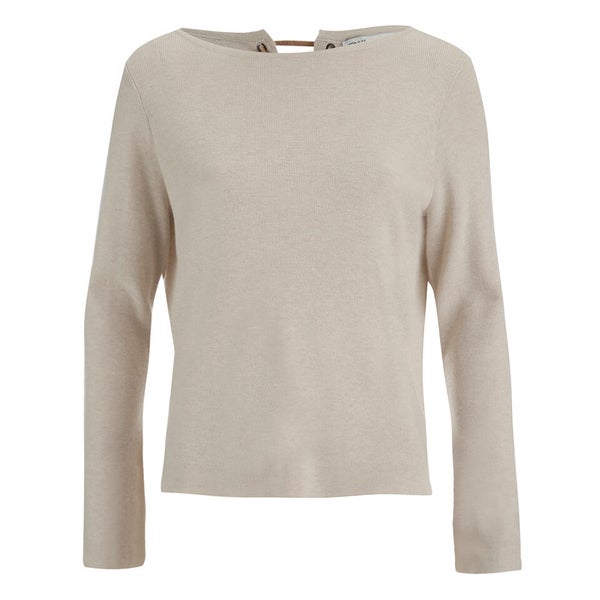 ONLY Women's Kari Long Sleeve Knitted Pullover - Pumice Stone