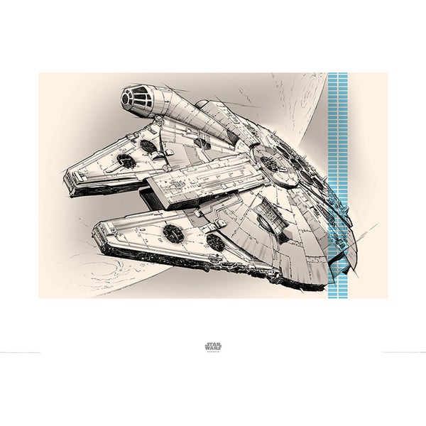 Star Wars: Episode VII - The Force Awakens Millennium Falcon - 60 x 80cm Pencil Art Print