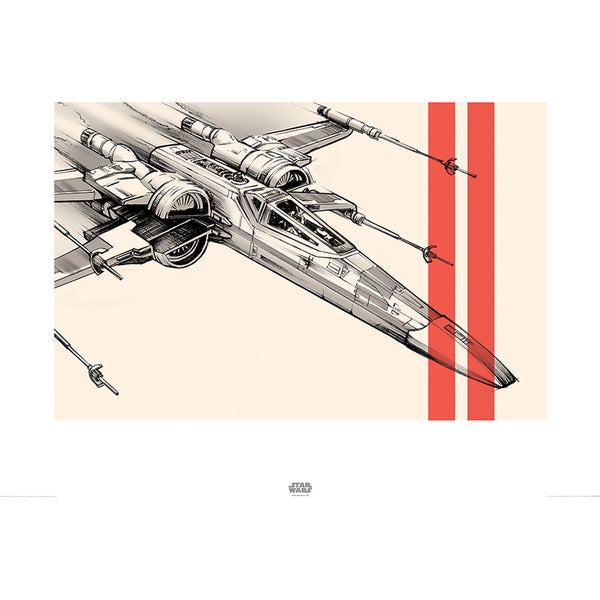 Star Wars: Episode VII - The Force Awakens X-Wing - 60 x 80cm Pencil Art Print