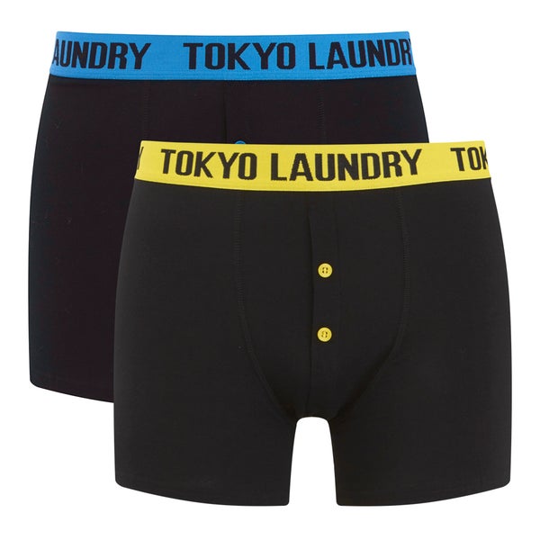 Tokyo Laundry Men's Charmouth 2 Pack Button Boxers - Buttercup/Swedish Blue
