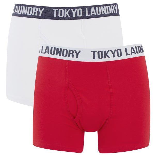 Tokyo Laundry Men's Tasmania 2 Pack Boxers - Optic White/Tokyo Red