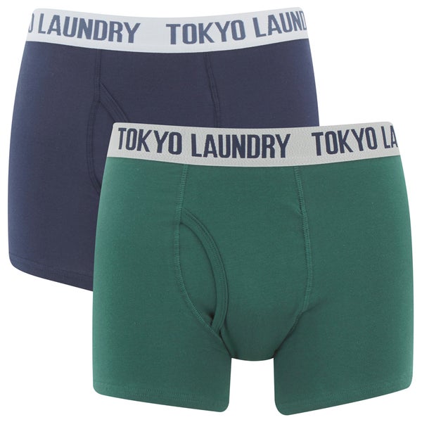 Tokyo Laundry Men's Tasmania 2 Pack Boxers - Jasper Green/Midnight Blue