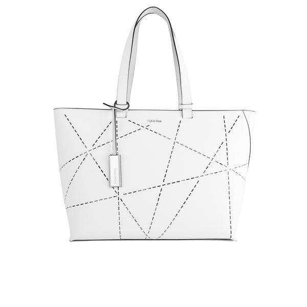 Calvin Klein Women's Sofie Perforated Large Saffiano Tote Bag - Arctic White