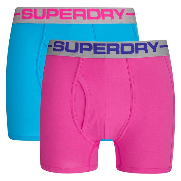 Superdry Men's Cali Sport Double Pack Boxer Shorts - Echo Pink/Hawaii Blue