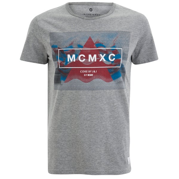 Jack & Jones Men's Core Glitch T-Shirt - Light Grey Melange