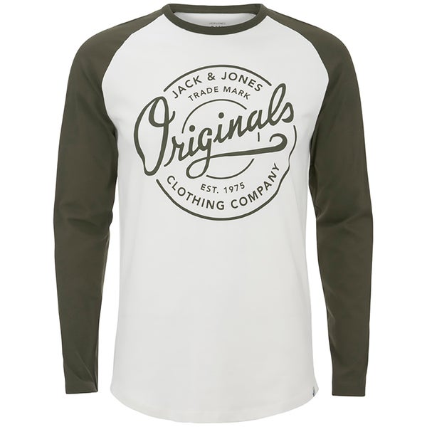 Jack & Jones Men's Originals Closed Raglan Long Sleeve Top - Cloud Dancer/Rosin