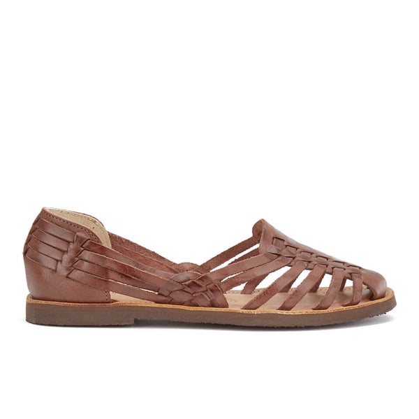 Chamula Women's D.F Slip-On Leather Sandals - Dark Brown