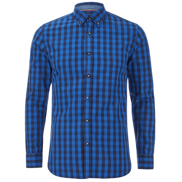 Produkt Men's Long Sleeved Checked Shirt - Dress Blue