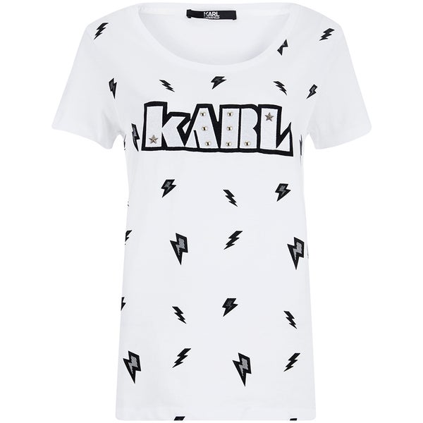 Karl Lagerfeld Women's Lightning Bolt Karl T-Shirt - White