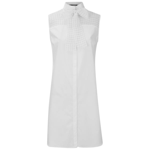 Karl Lagerfeld Women's Bow Blouse Tunic Dress - White