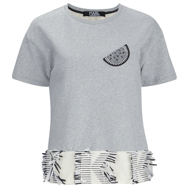 Karl Lagerfeld Women's Fringe Detail Sweatshirt - Grey
