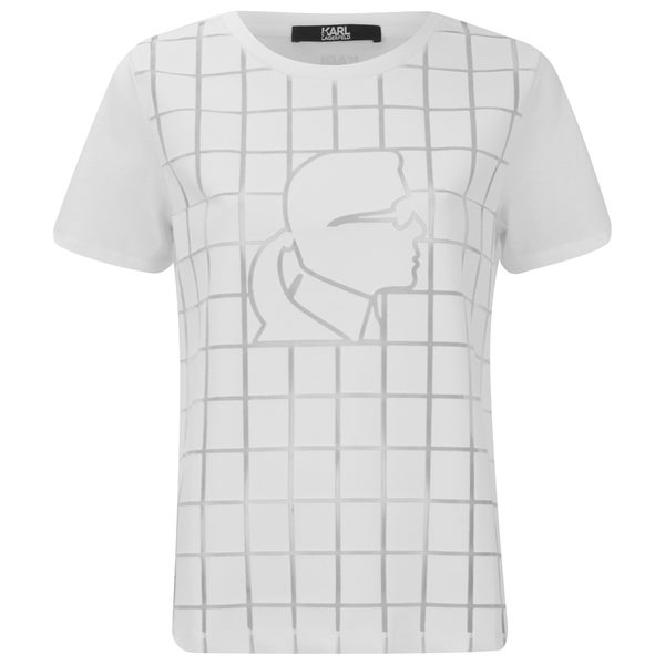 Karl Lagerfeld Women's Karl Head Burn Square Out T-Shirt - White
