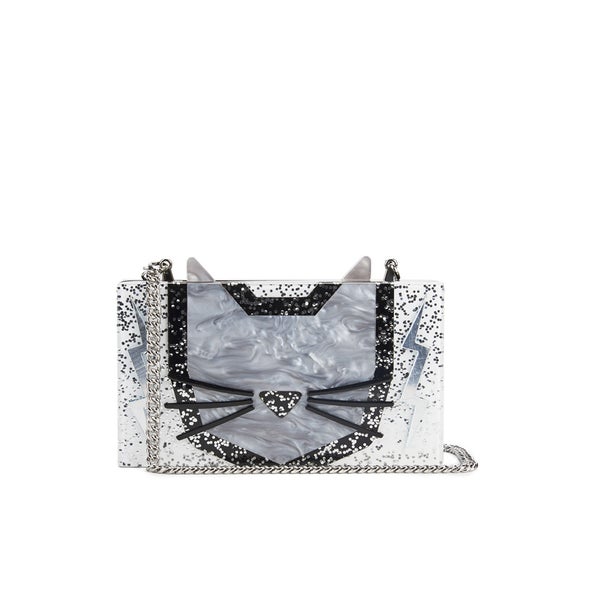 Karl Lagerfeld Women's Minaudiere Cat Clutch Bag - Black