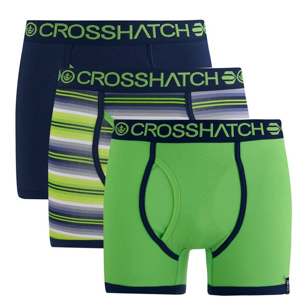 Crosshatch Men's Neonic 3-Pack Boxers - Green Flash/Dress Blue
