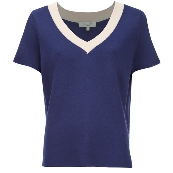 Selected Femme Women's Sonia Knitted Top - Patriot Blue