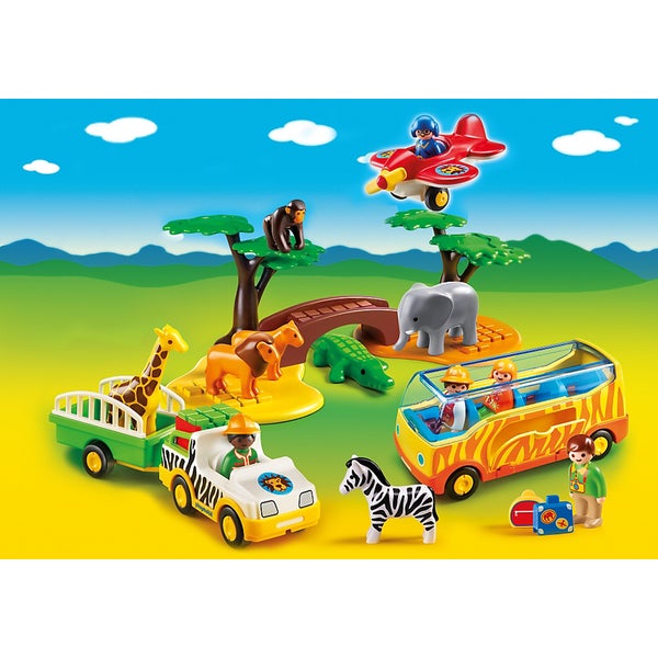 Playmobil 1.2.3 Animaux de la Savane avec Gardien et Touristes (5047)