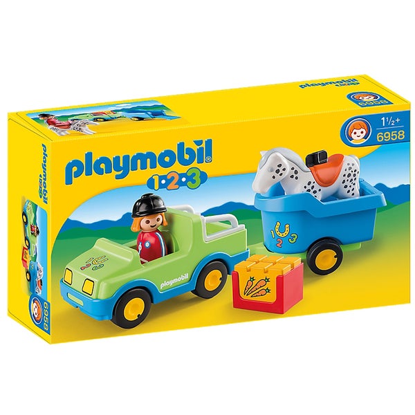 Playmobil 1.2.3 Wagen met Paardentrailer (6958)
