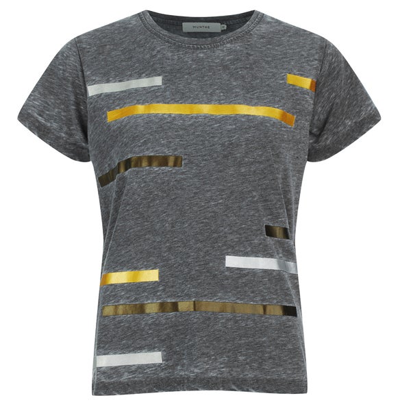 Munthe Women's Easy Grey Striped T-Shirt - Black