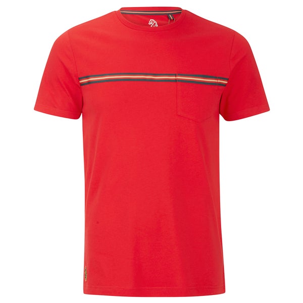 Luke 1977 Sport Men's Applique Stripe Detail Crew Neck T-Shirt - Marina Red
