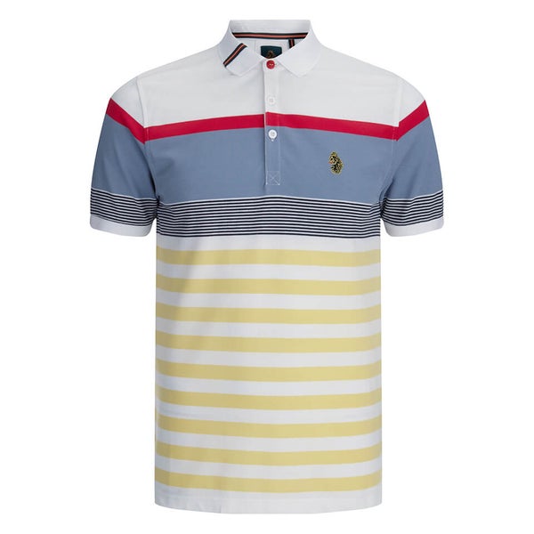 Luke 1977 Sport Men's Carnoustie Golf Striped Polo Shirt - White Mix