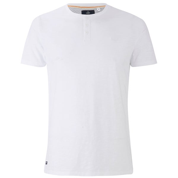 T -Shirt Col Tunisien Threadbare pour Homme Oliver -Blanc