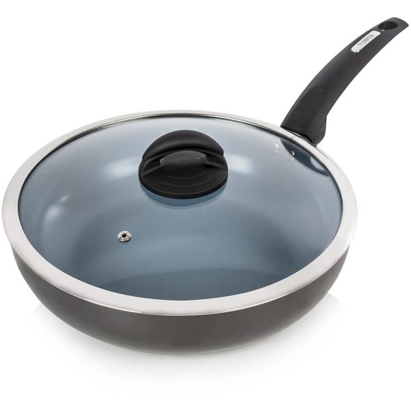 Tower T80305 Ceramic Coated Saute Pan Graphite 28cm Homeware Zavvi UK