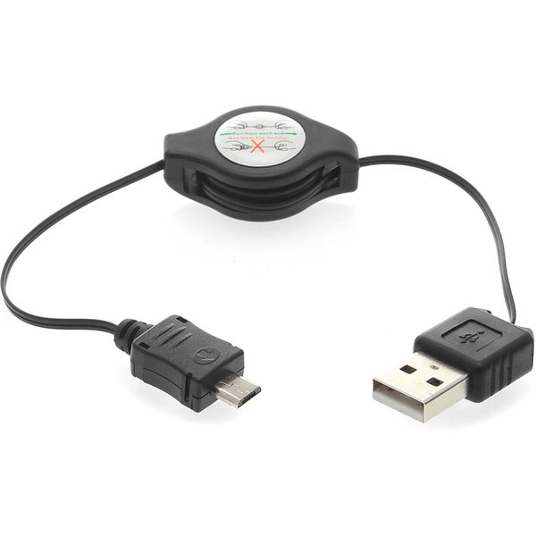 Kit USB to Micro USB Retractable Data & Charge Cable - Black