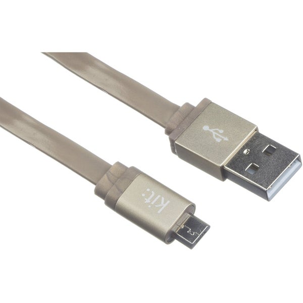 Kit USB to Micro USB Data & Charge Flat Cable - Metallic Gold
