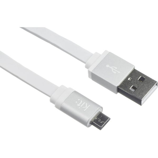 Kit USB to Micro USB Data & Charge Flat Cable - Metallic White