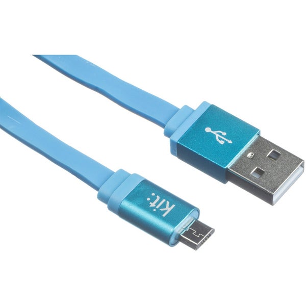 Kit USB to Micro USB Data & Charge Flat Cable - Metallic Blue