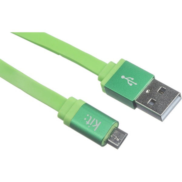 Kit USB to Micro USB Data & Charge Flat Cable - Metallic Green
