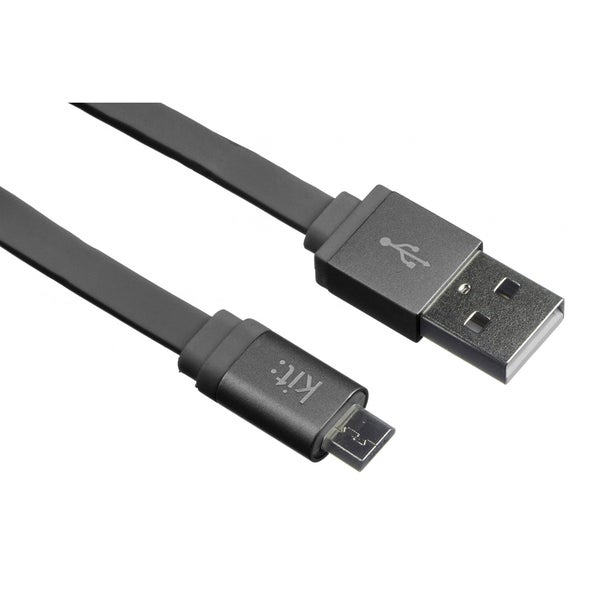 Kit USB to Micro USB Data & Charge Flat Cable - Metallic Space Grey