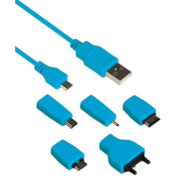 Kit Universal Charge & Data Transfer Cable with 5 Tips - Blue