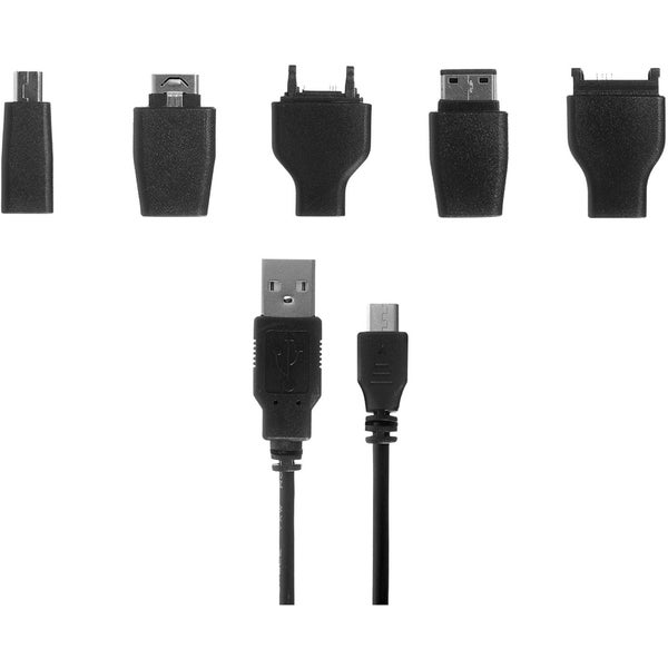 Kit Universal Charge & Data Transfer Cable with 5 Tips - Black