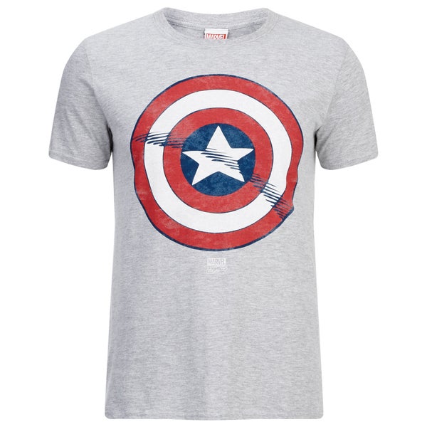 T-Shirt Homme Marvel Captain America Bouclier - Gris Chiné
