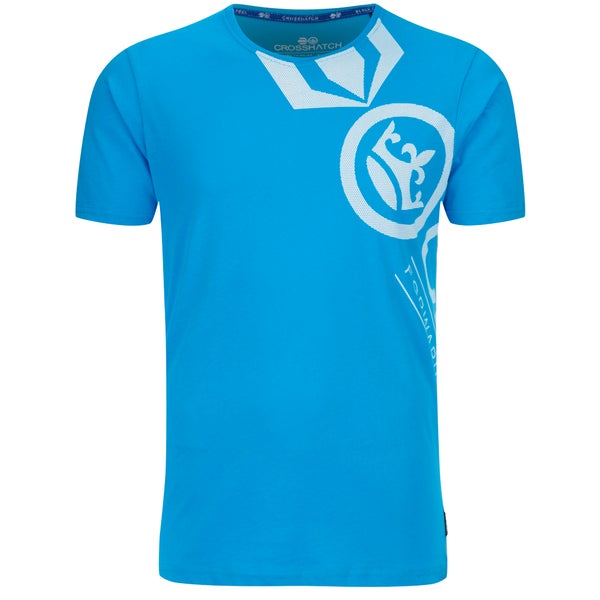 Crosshatch Men's Pacific Print T-Shirt - Blue Danube