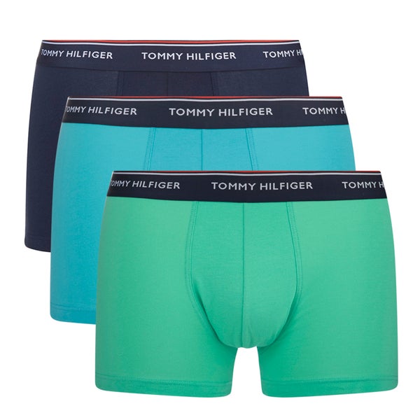 Tommy Hilfiger Men's 3 Pack Trunk Boxer Shorts - River Blue/Jade Cream/Navy Blazer