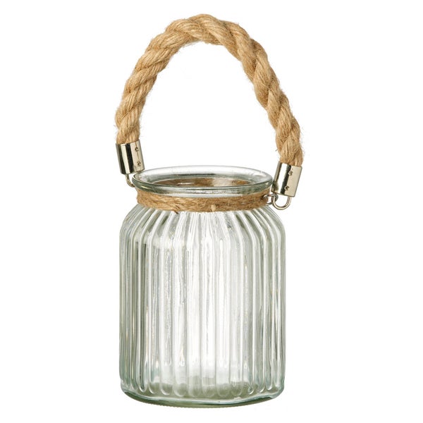 Parlane Padstow Lantern with Rope Handle - Brown