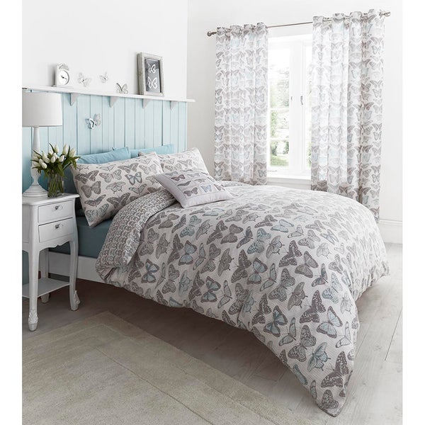 Catherine Lansfield Pastiche Butterfly Bedding Set - Duck Egg
