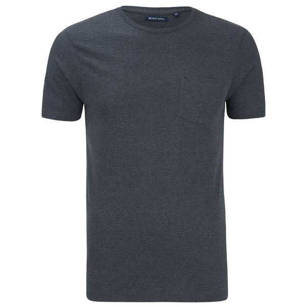 Brave Soul Men's Arkham Pocket T-Shirt - Dark Charcoal