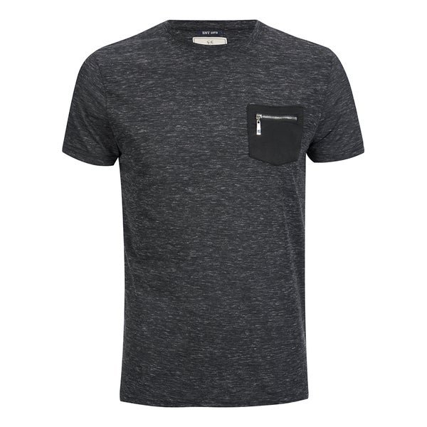 Brave Soul Men's Exit Zip Pocket Fleck T-Shirt - Charcoal