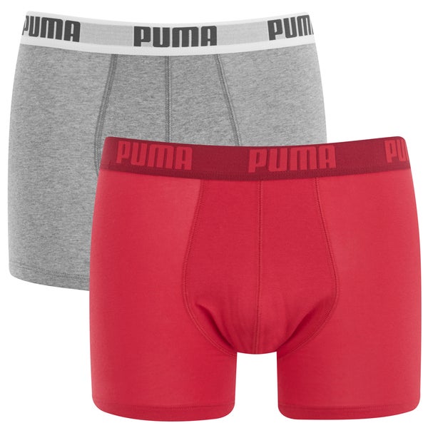 Puma Men's 2er- Pack Basic Boxers - Rot/Grau