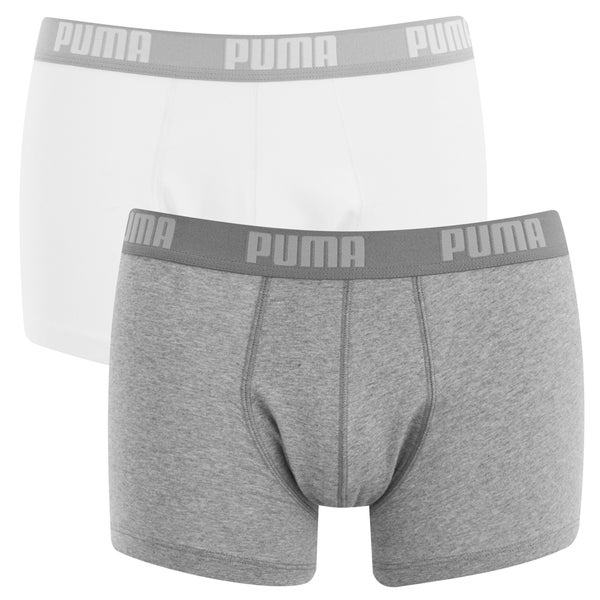 Puma Men's 2 Pack Basic Trunks - White/Grey