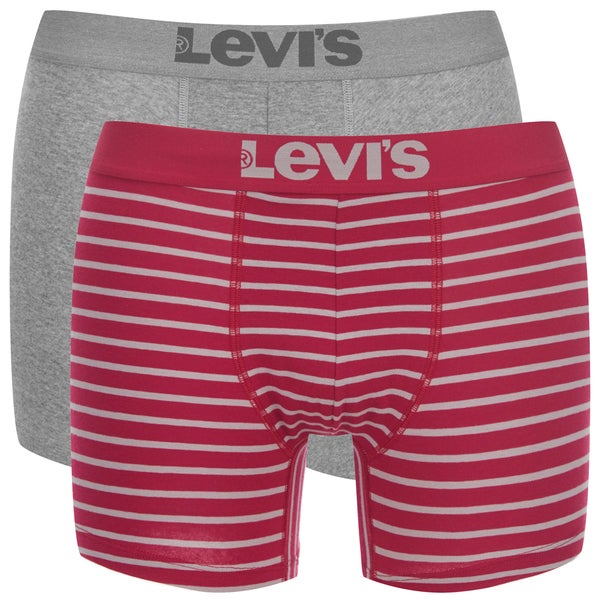 Levi's Men's 200SF 2-Pack Striped Boxers - Red/Grey