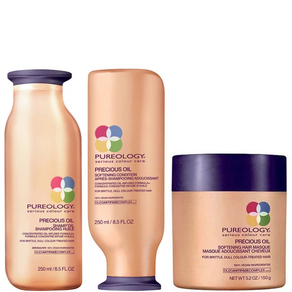 Pureology Precious Oil Shampoo, Conditioner (250ml) e maschera addolcente (150g)